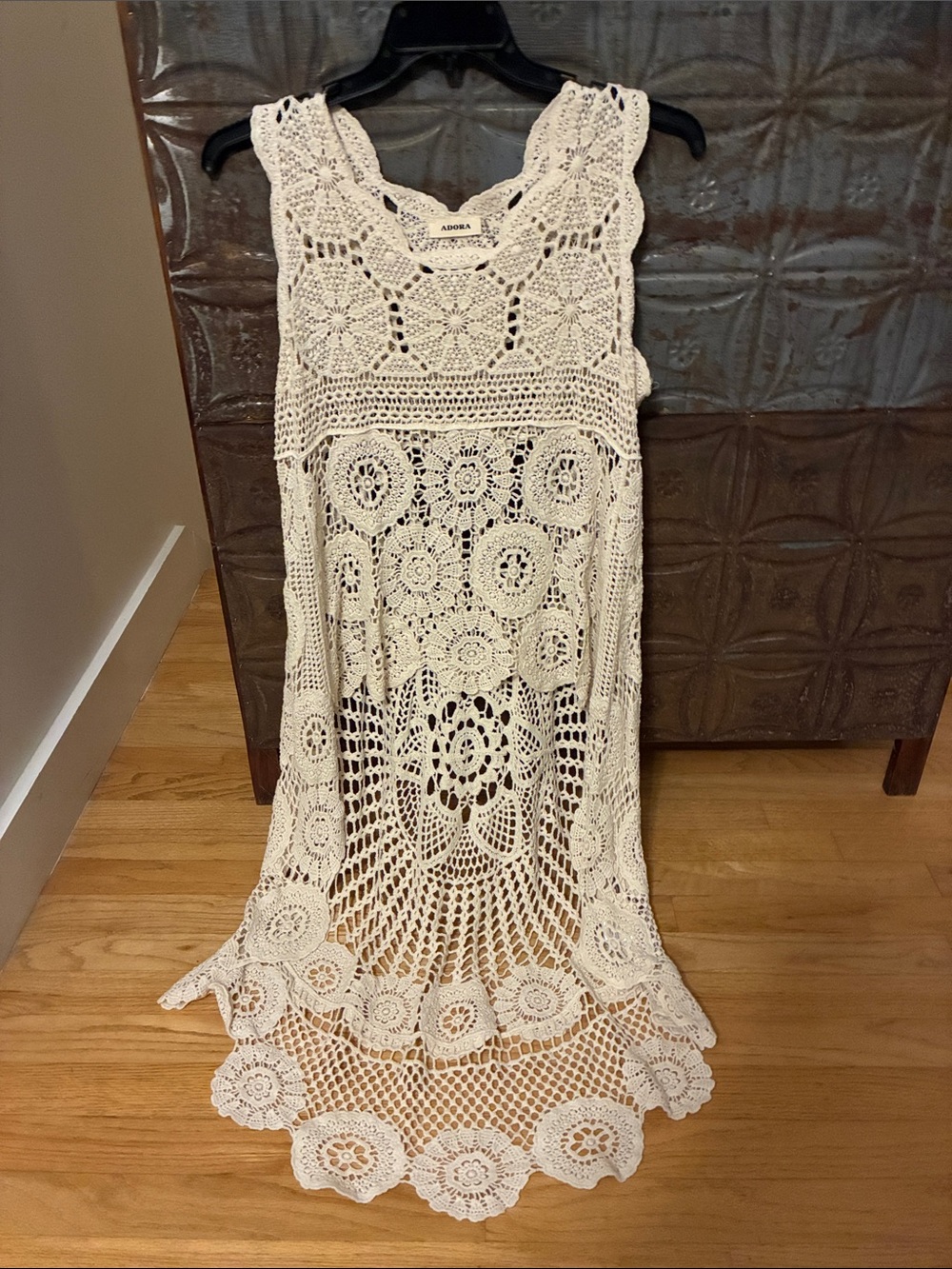 ADORA Cream Crochet Maxi Cover-Up Dress